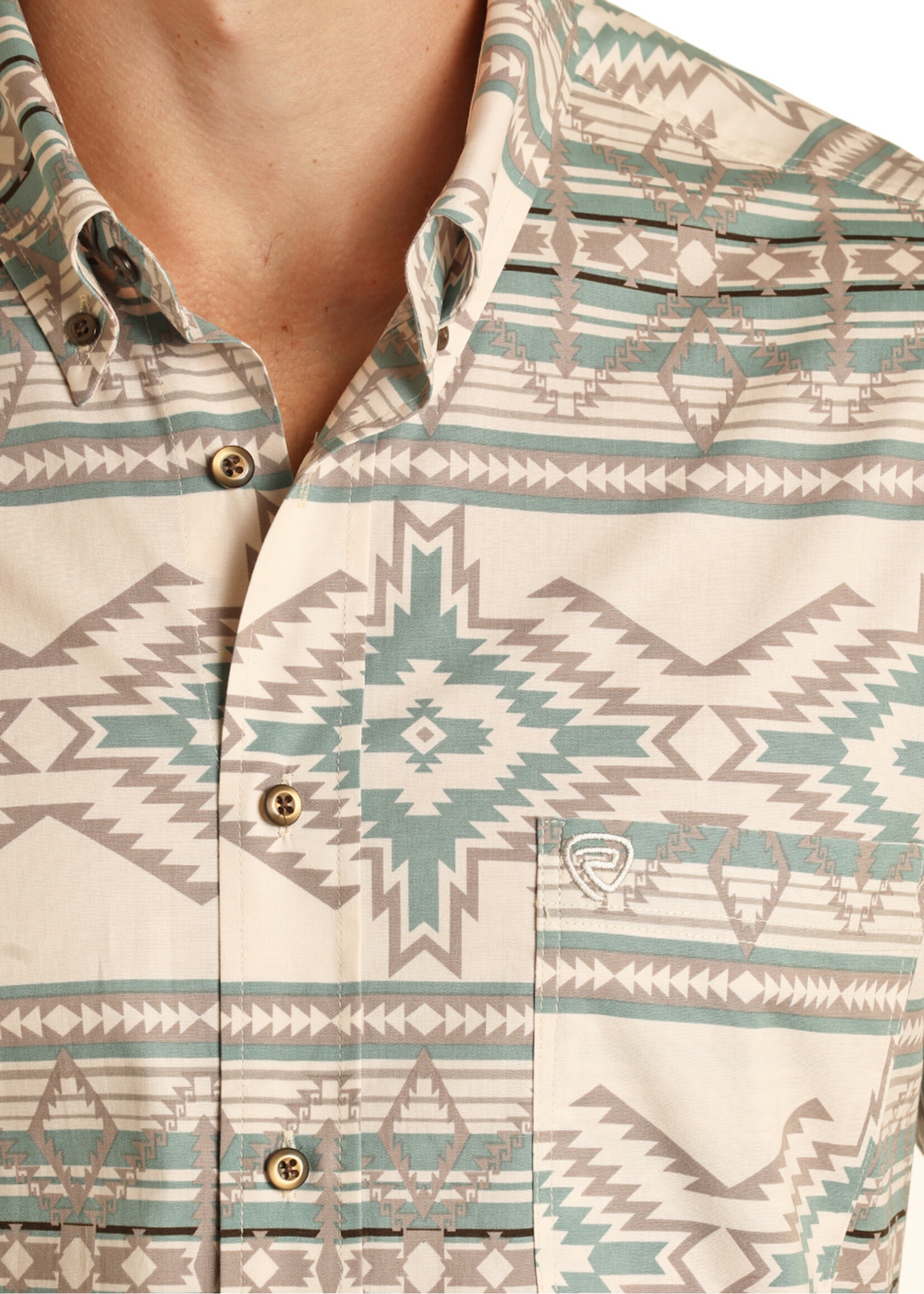 Long Sleeve Aztec Woven Snap