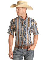 Short Sleeve Aztec Woven Snap