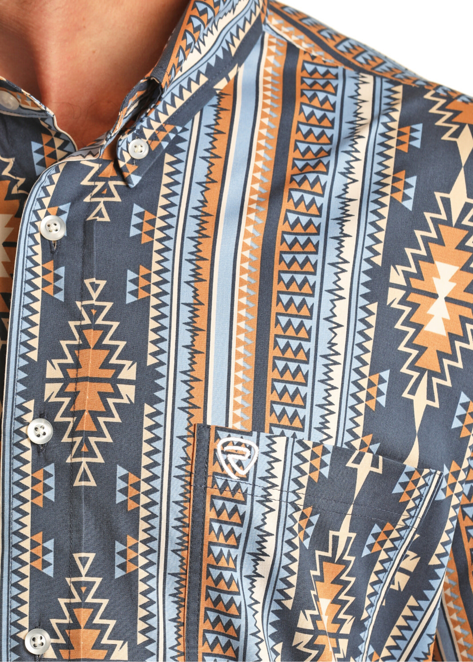 Short Sleeve Aztec Woven Snap