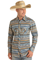 Long Sleeve Aztec Stripe Vintage Snap