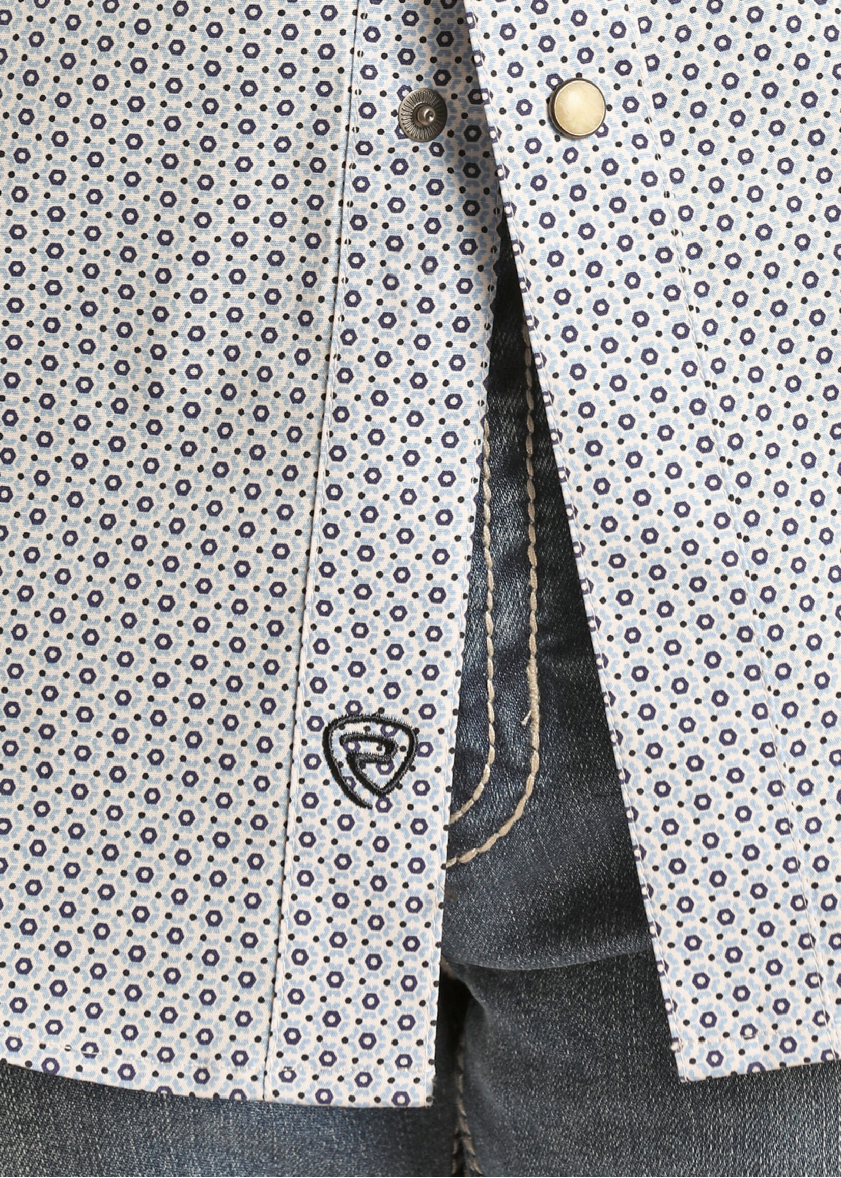 Long Sleeve Geo Woven Snap