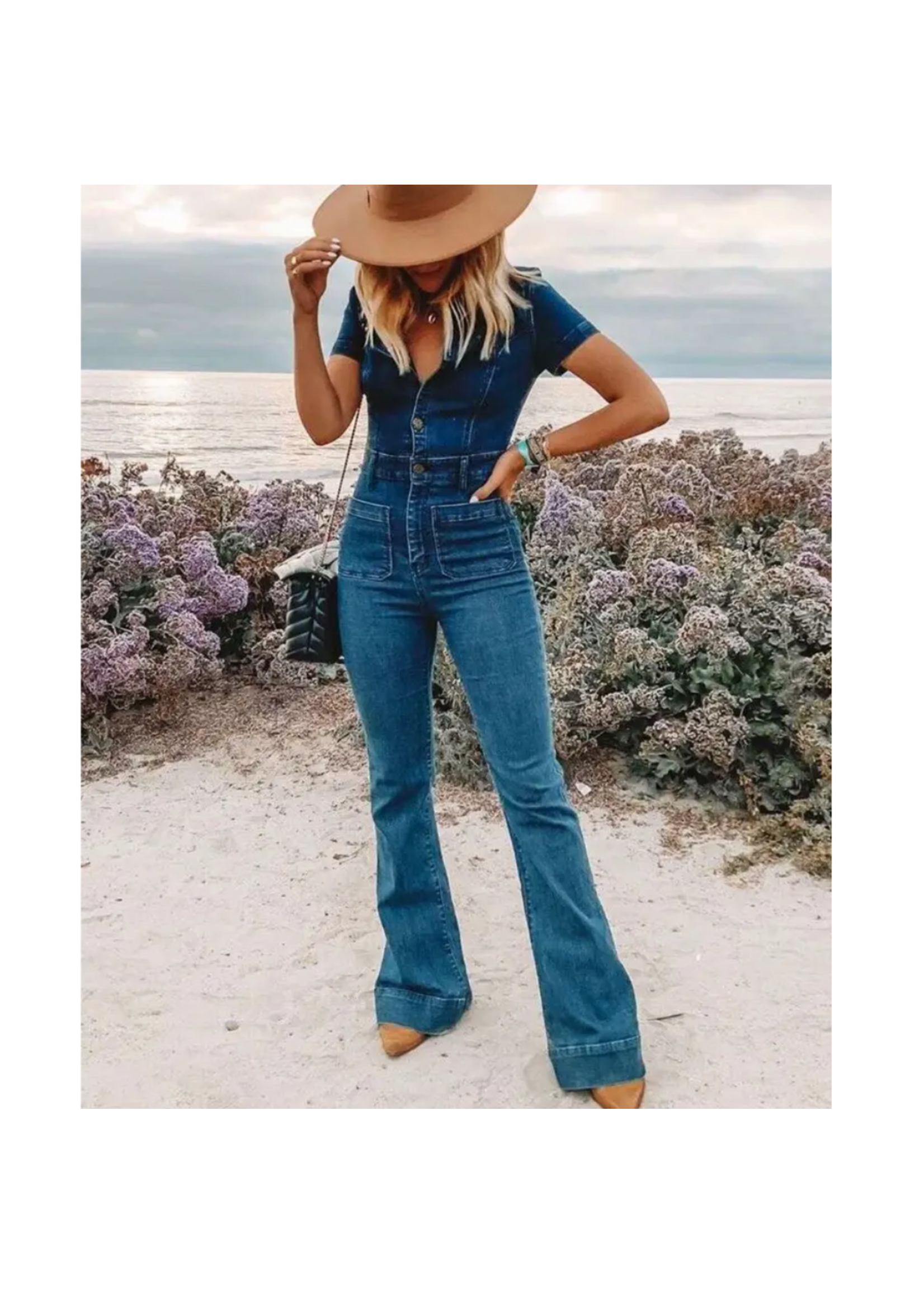 Georgia Grace Bellbottom Denim Jumpsuit