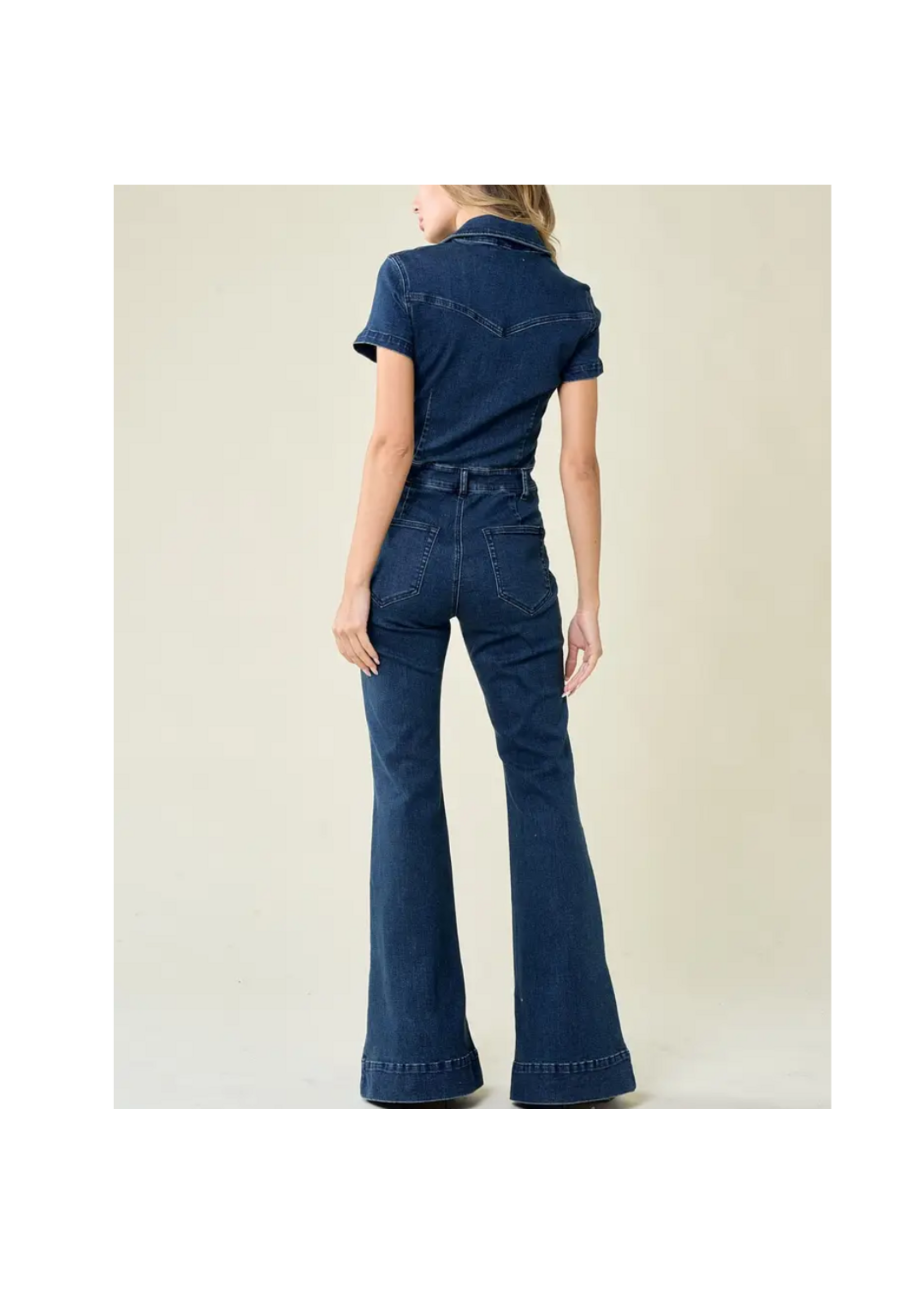 Georgia Grace Bellbottom Denim Jumpsuit