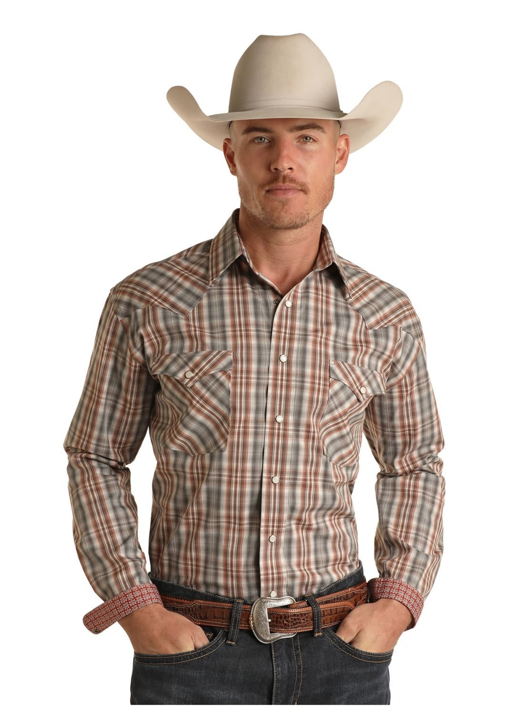 Burnt Orange Long Sleeve Snap