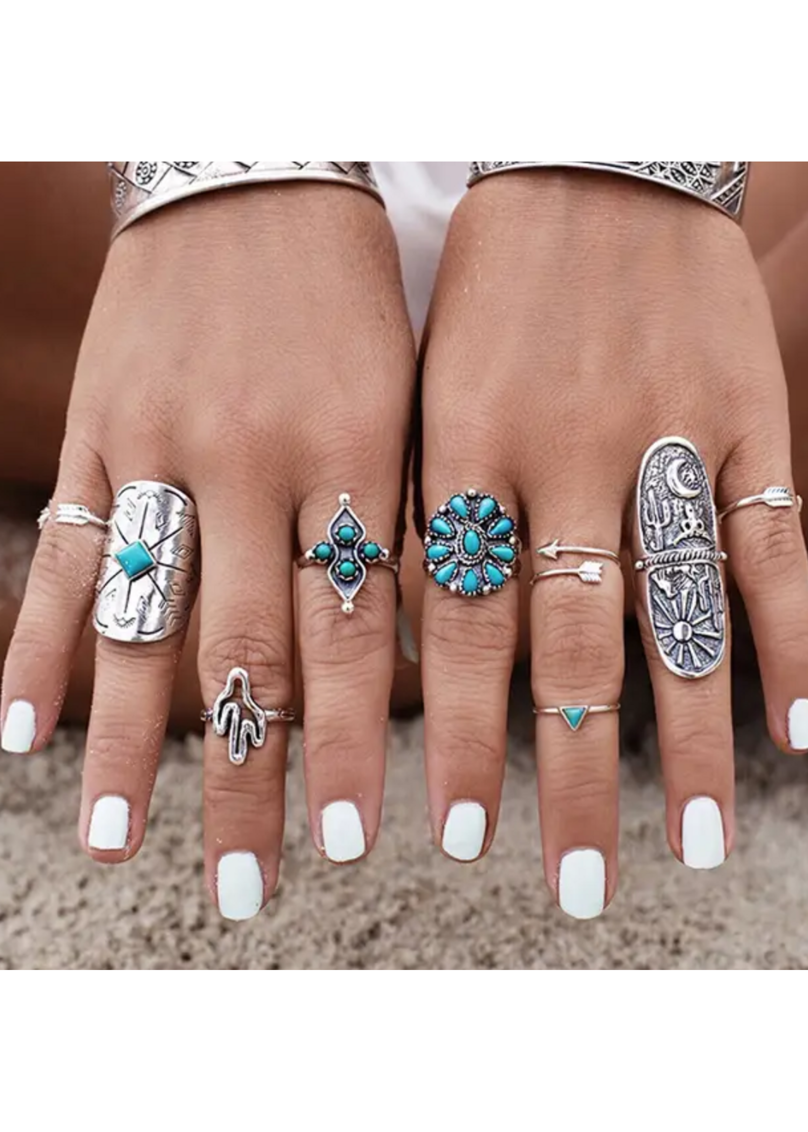 9 piece Flower Cactus Ring set