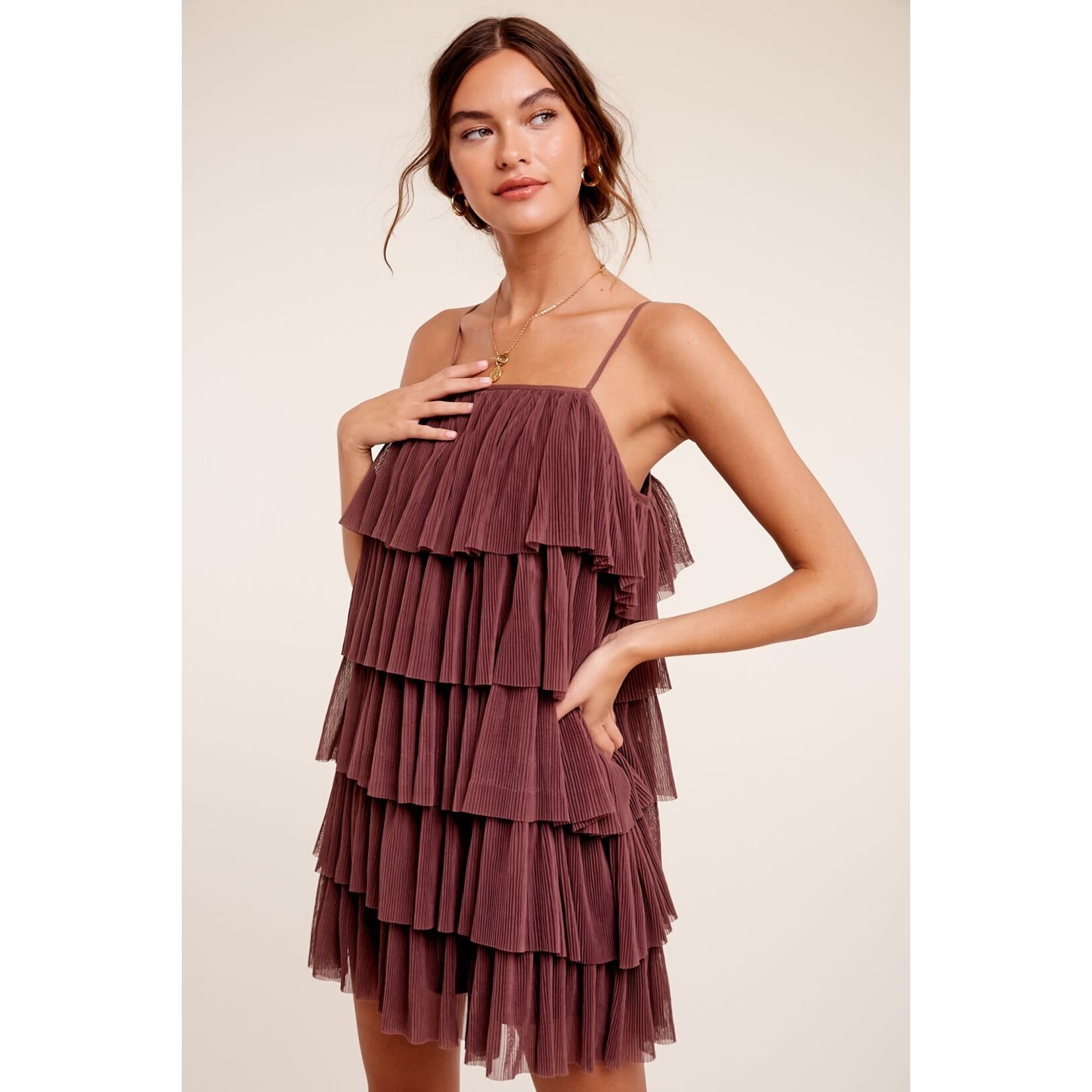 Ruffled Tulle Mini Dress