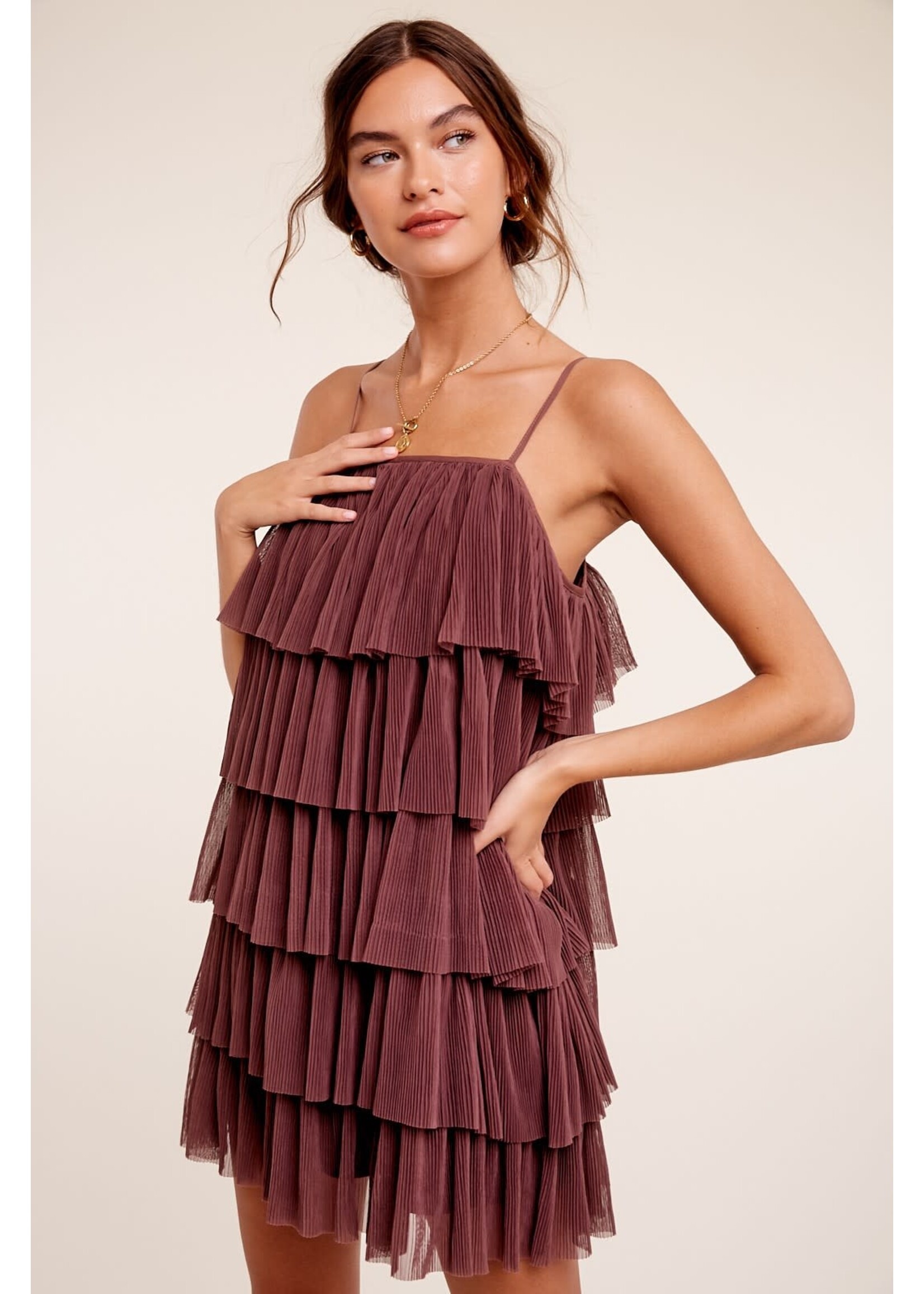 Ruffled Tulle Mini Dress