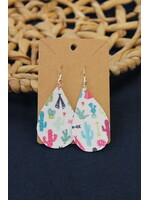 Cactus Western Print Leather Earrings