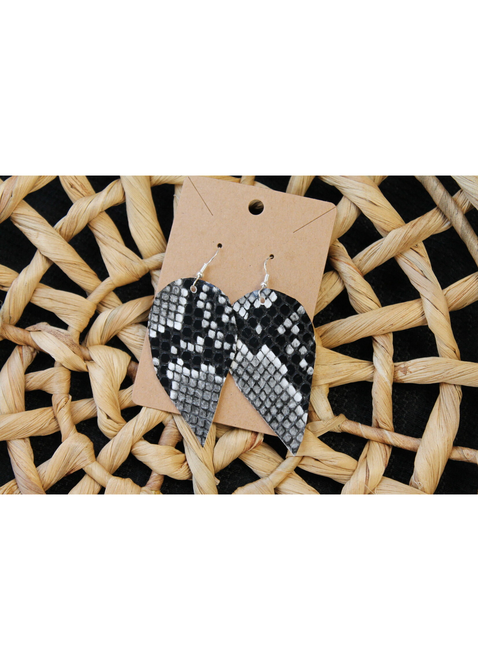 Snake Skin Leather Earrings