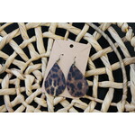 Leather Cheetah Oval Earrings
