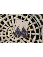 Leather Cheetah Oval Earrings