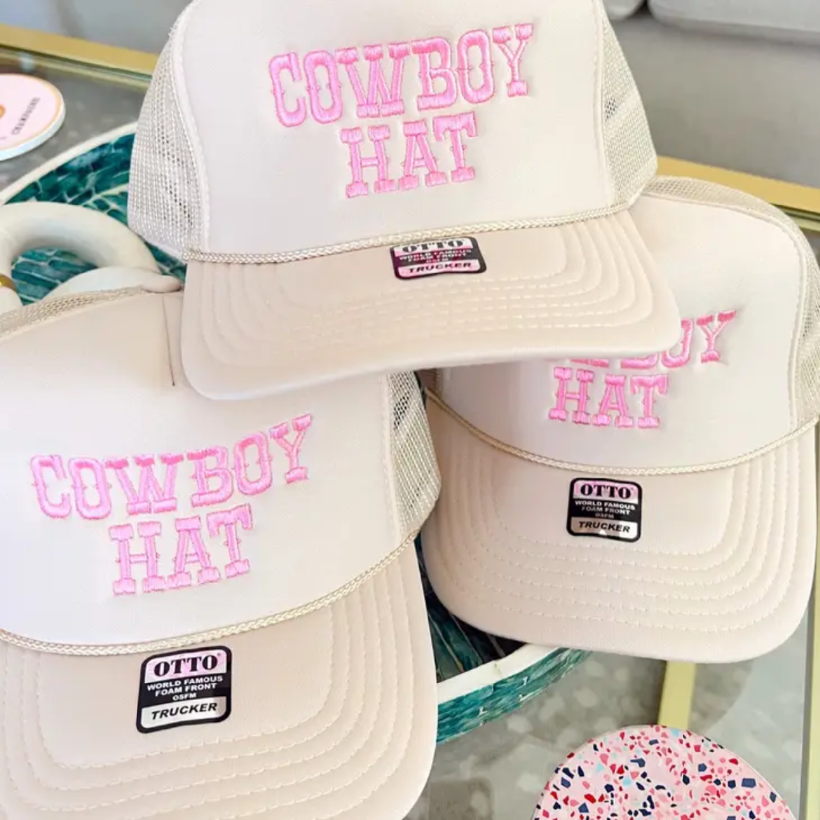 Pink & Cream Trucker Cowboy Hat