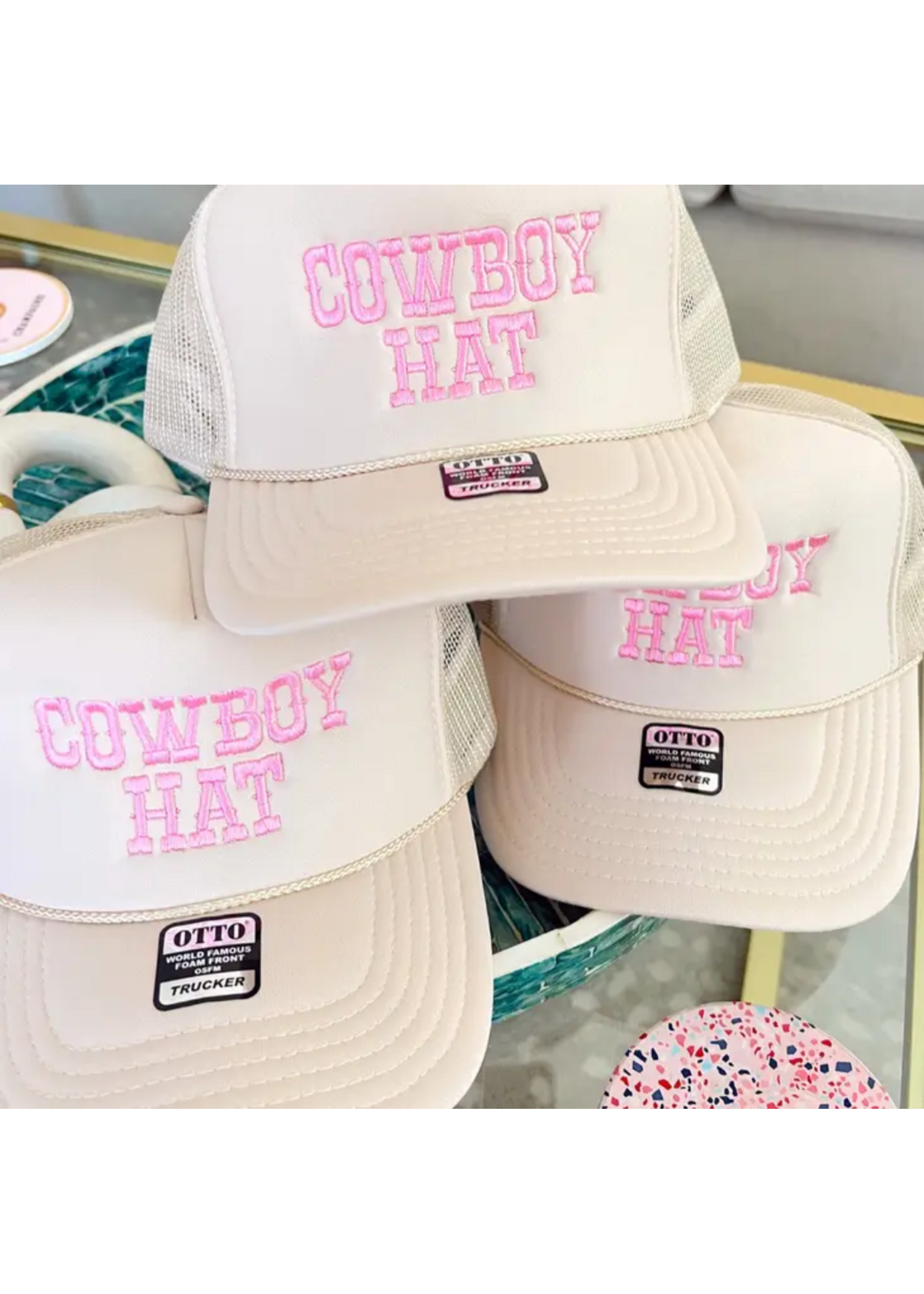 Pink & Cream Trucker Cowboy Hat