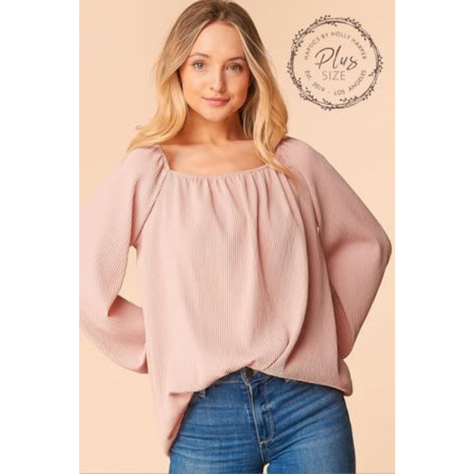 Lucious Square Neck Accordion Pleated Blouse