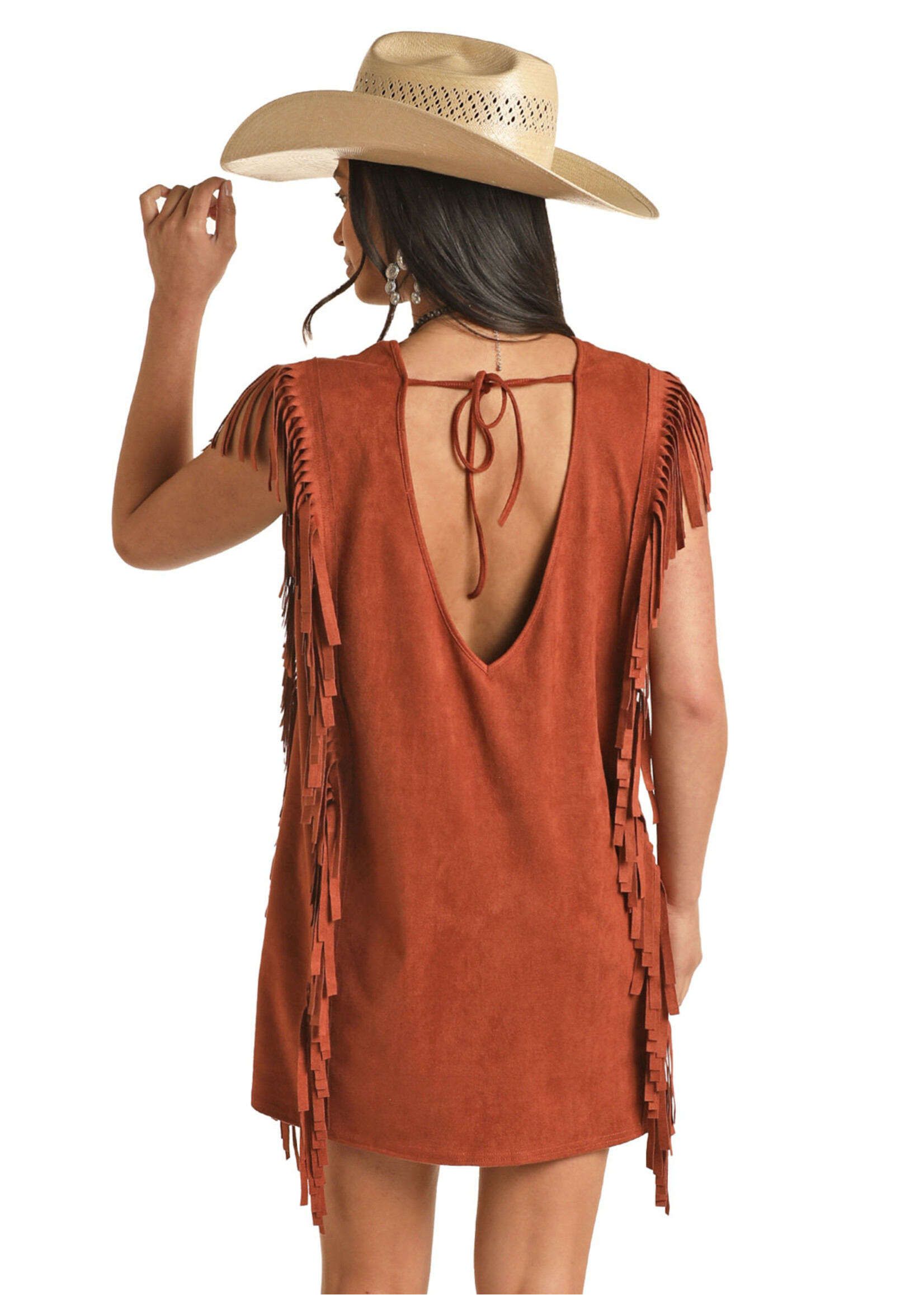 Alyson Fringe Microsuede Dress