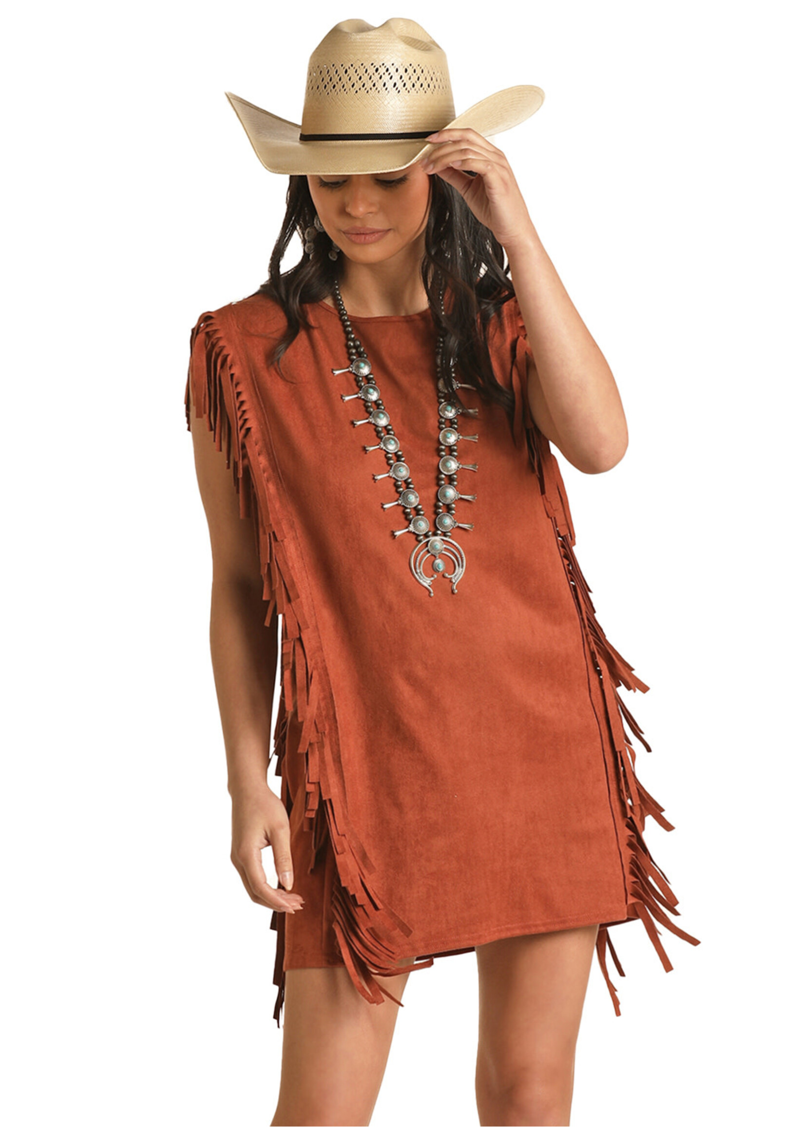 Alyson Fringe Microsuede Dress