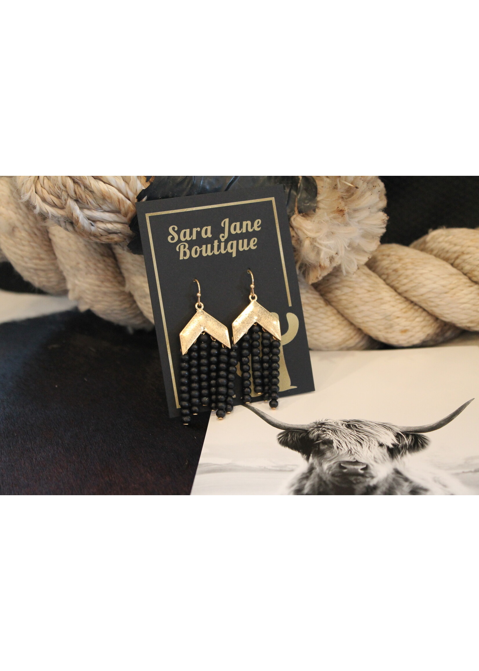 Black N Gold Chevron Earrings