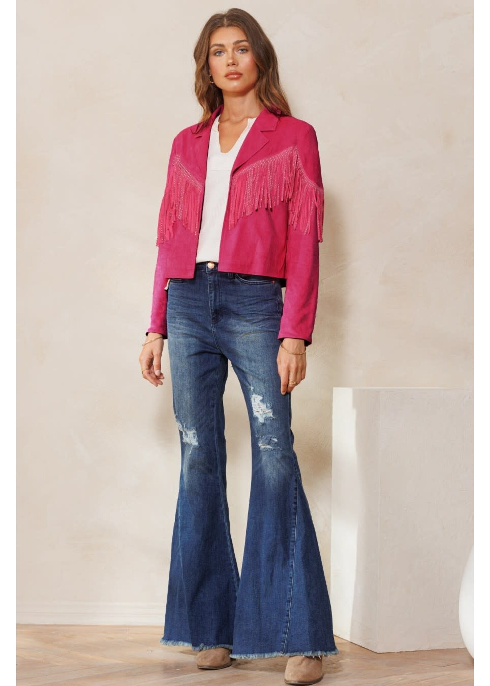 Tess Cropped Fringe Jacket