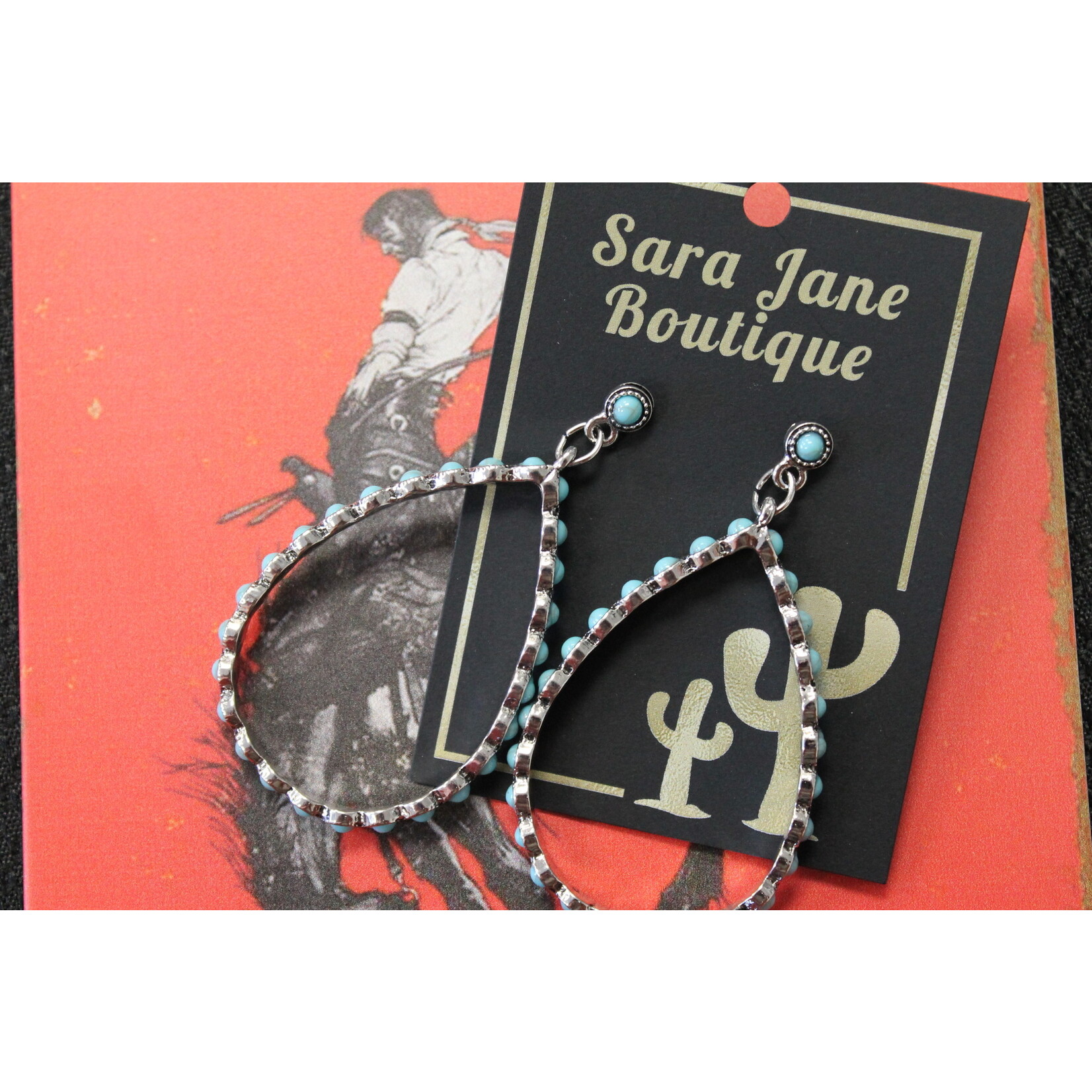 Turquoise Beaded Hoops