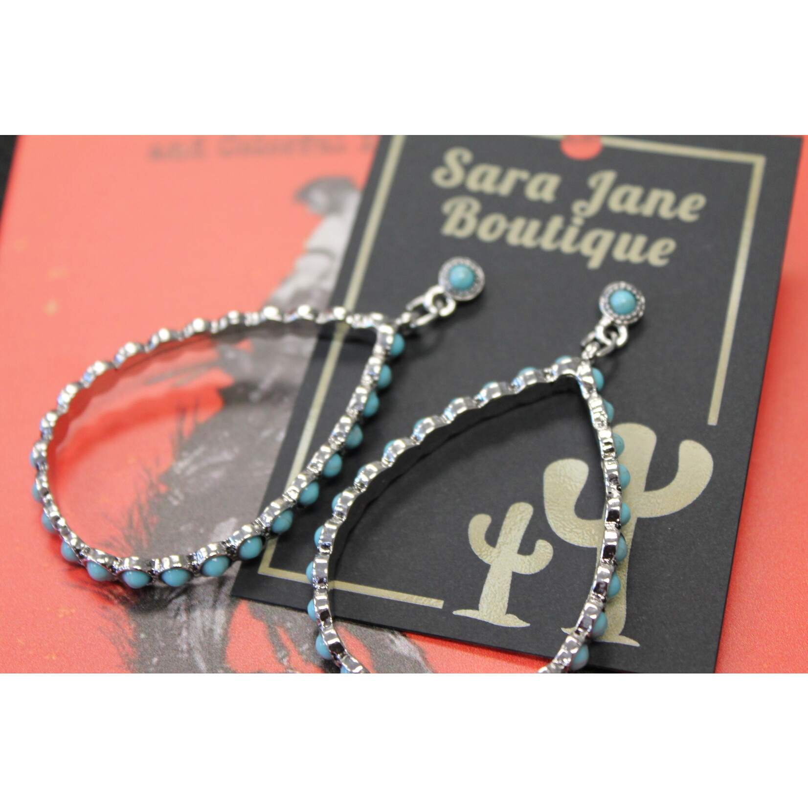 Turquoise Beaded Hoops