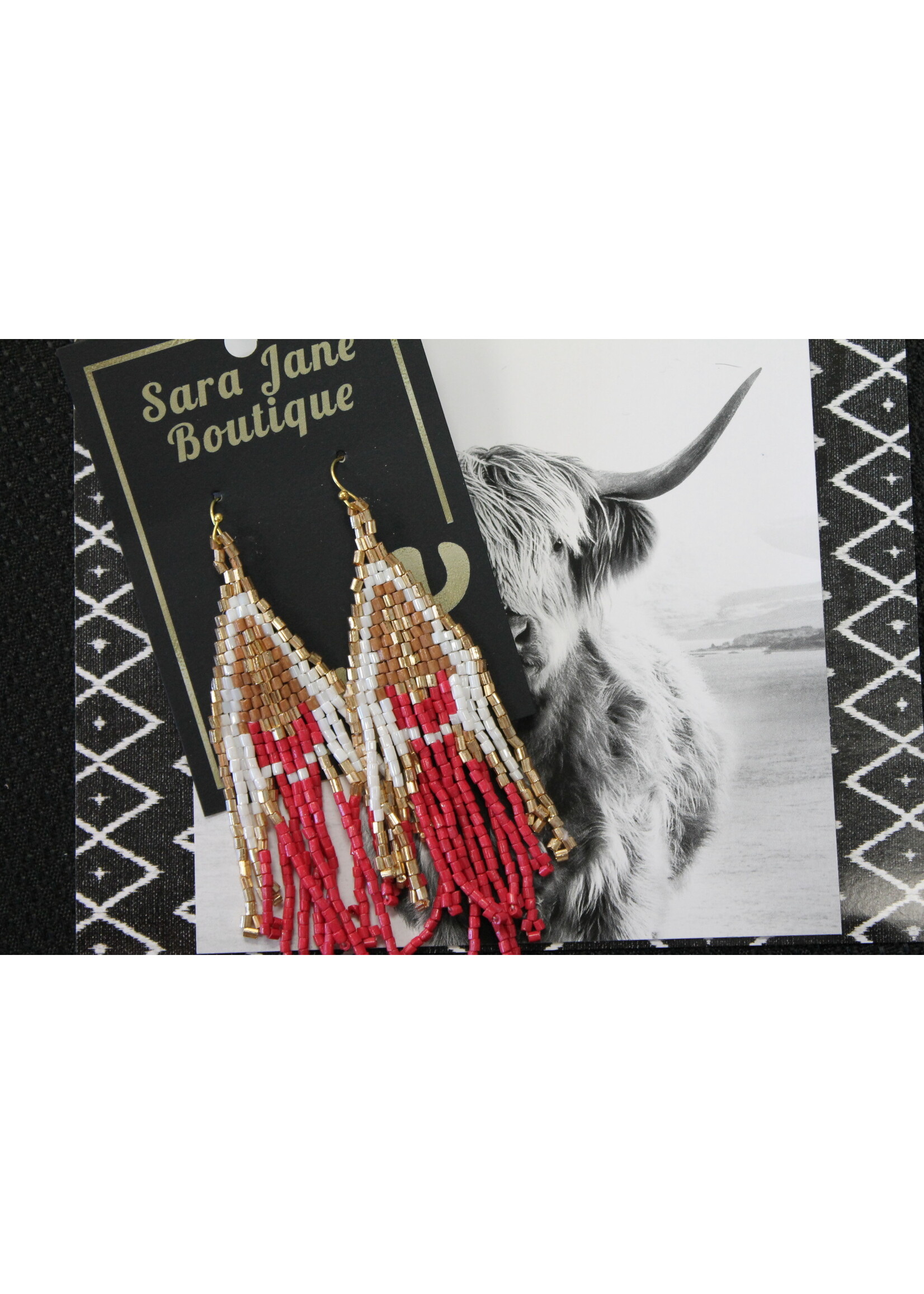 Red & Gold Aztec Earrings