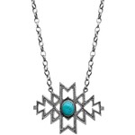 Western Style Textured Aztec Pattern Turquoise Necklace
