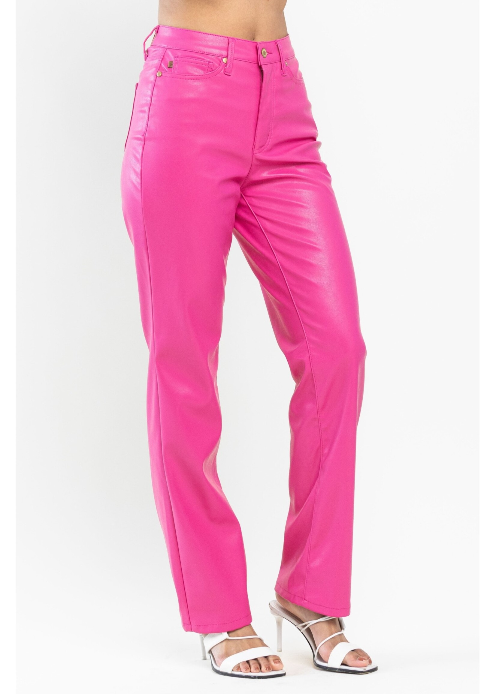 Barbie High Waist Tummy Control Faux Leather Straight Jean