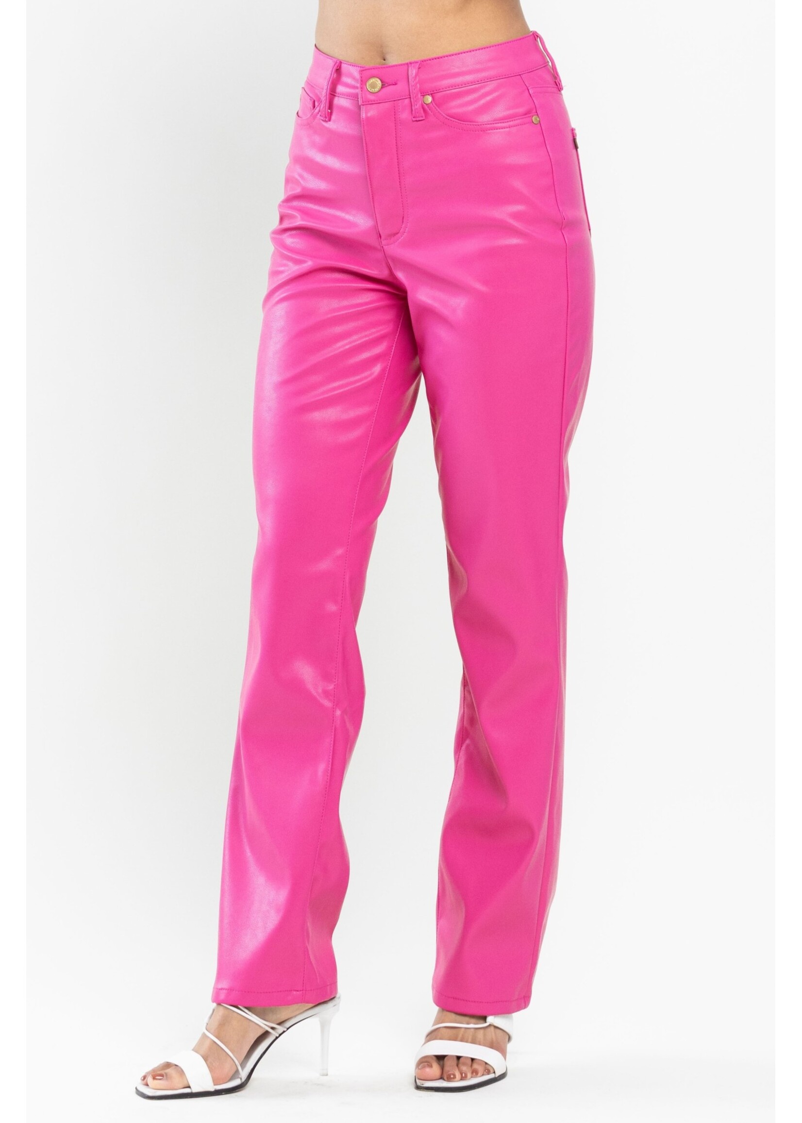 Barbie High Waist Tummy Control Faux Leather Straight Jean