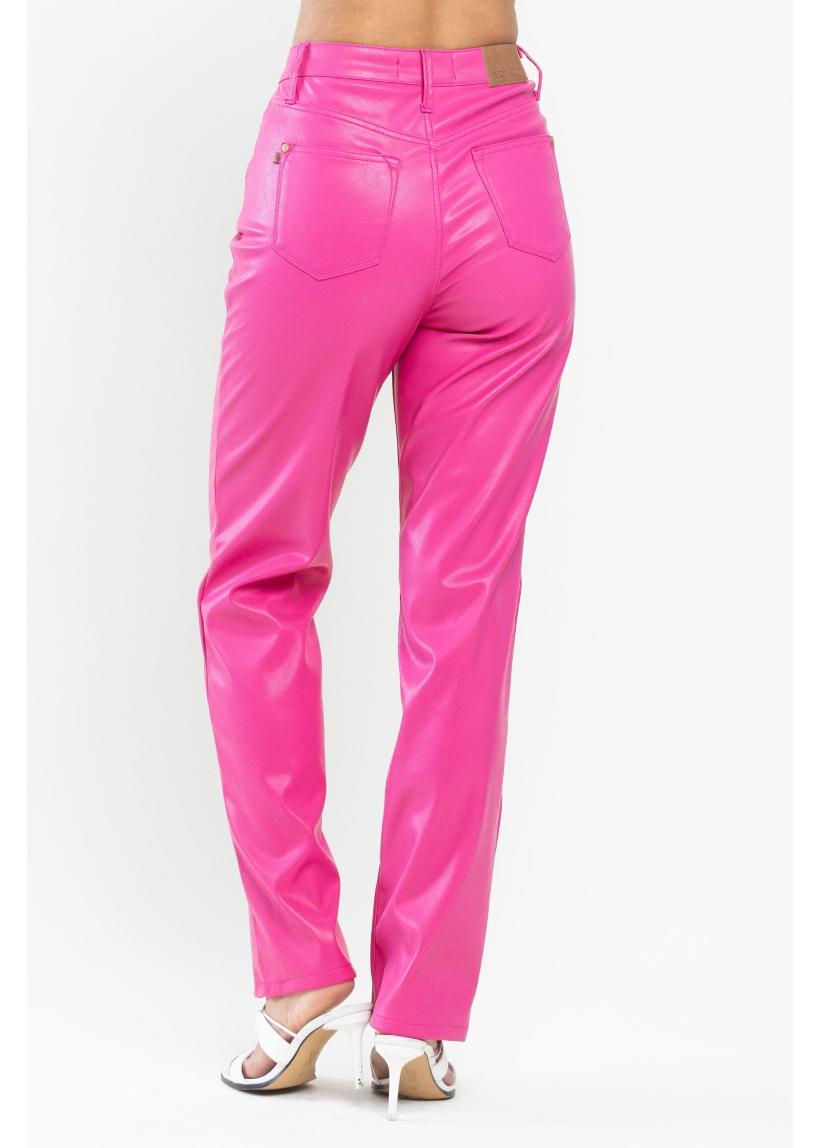 Barbie High Waist Tummy Control Faux Leather Straight Jean