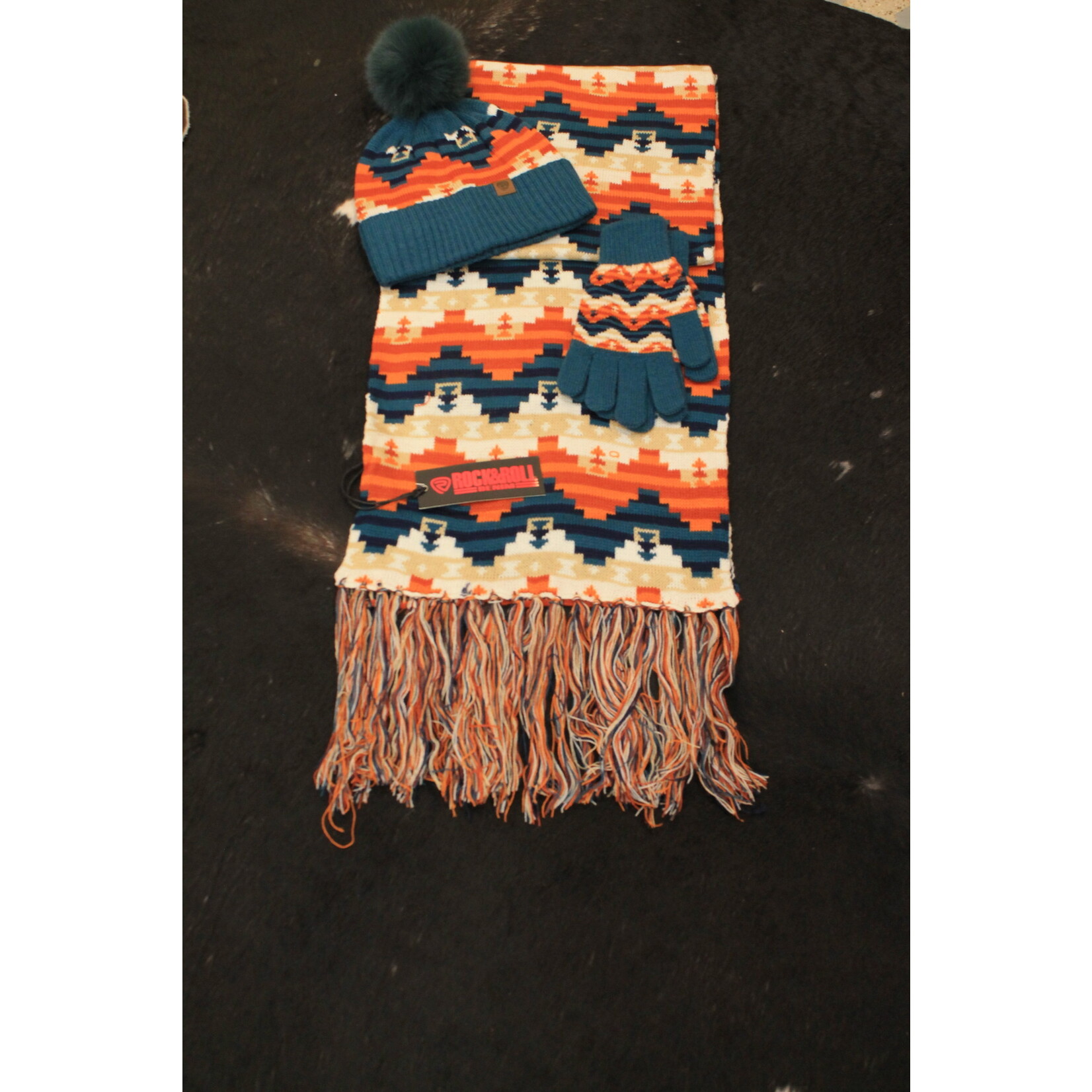 Teal Aztec Scarf Gift set