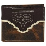 Tony Lama Men's Slim Bifold Wallet Yoke & Steer Head Toebug