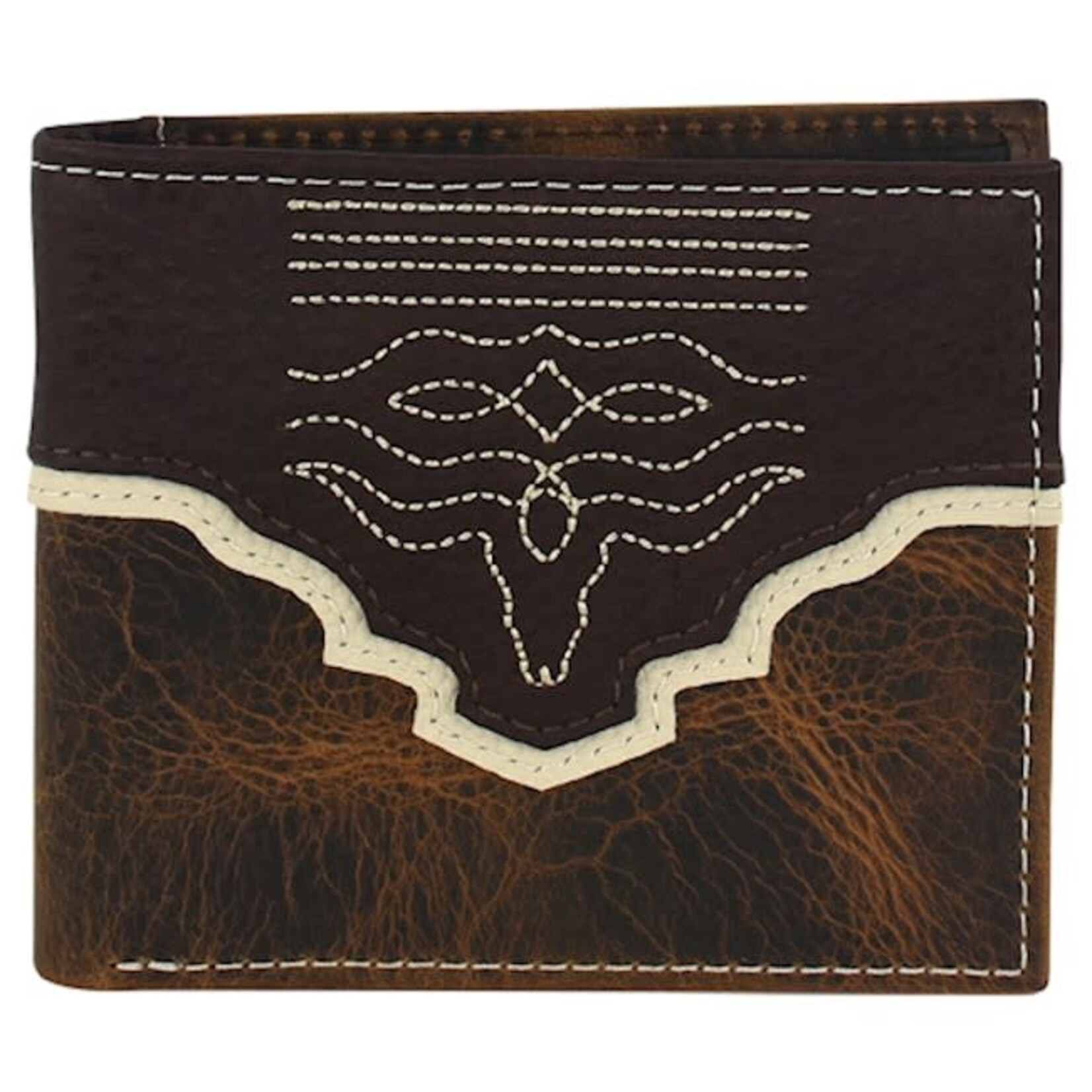 Tony Lama Men's Slim Bifold Wallet Yoke & Steer Head Toebug