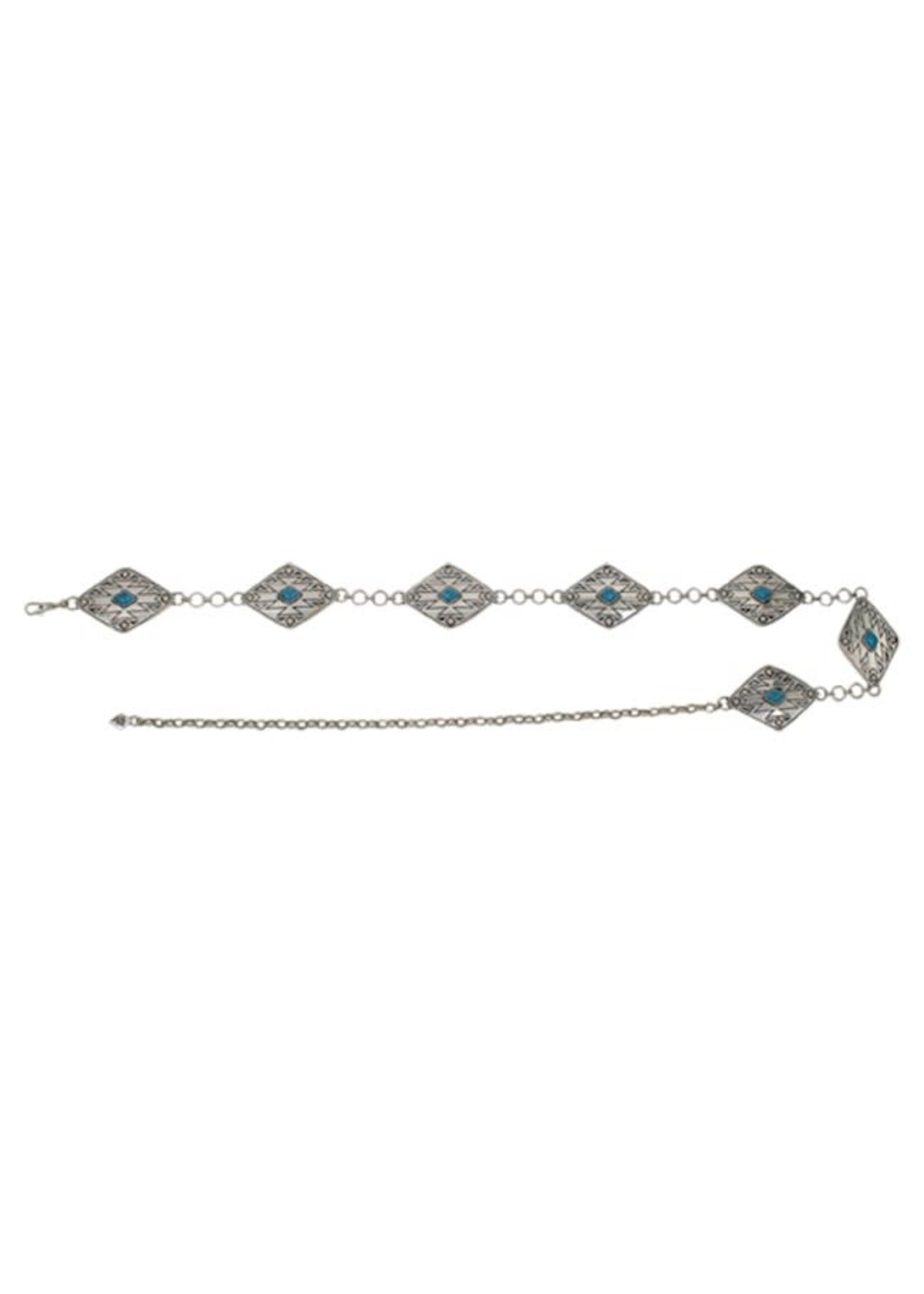 Red Dirt Hat CO Chain Belt Antique Silver W/Stone
