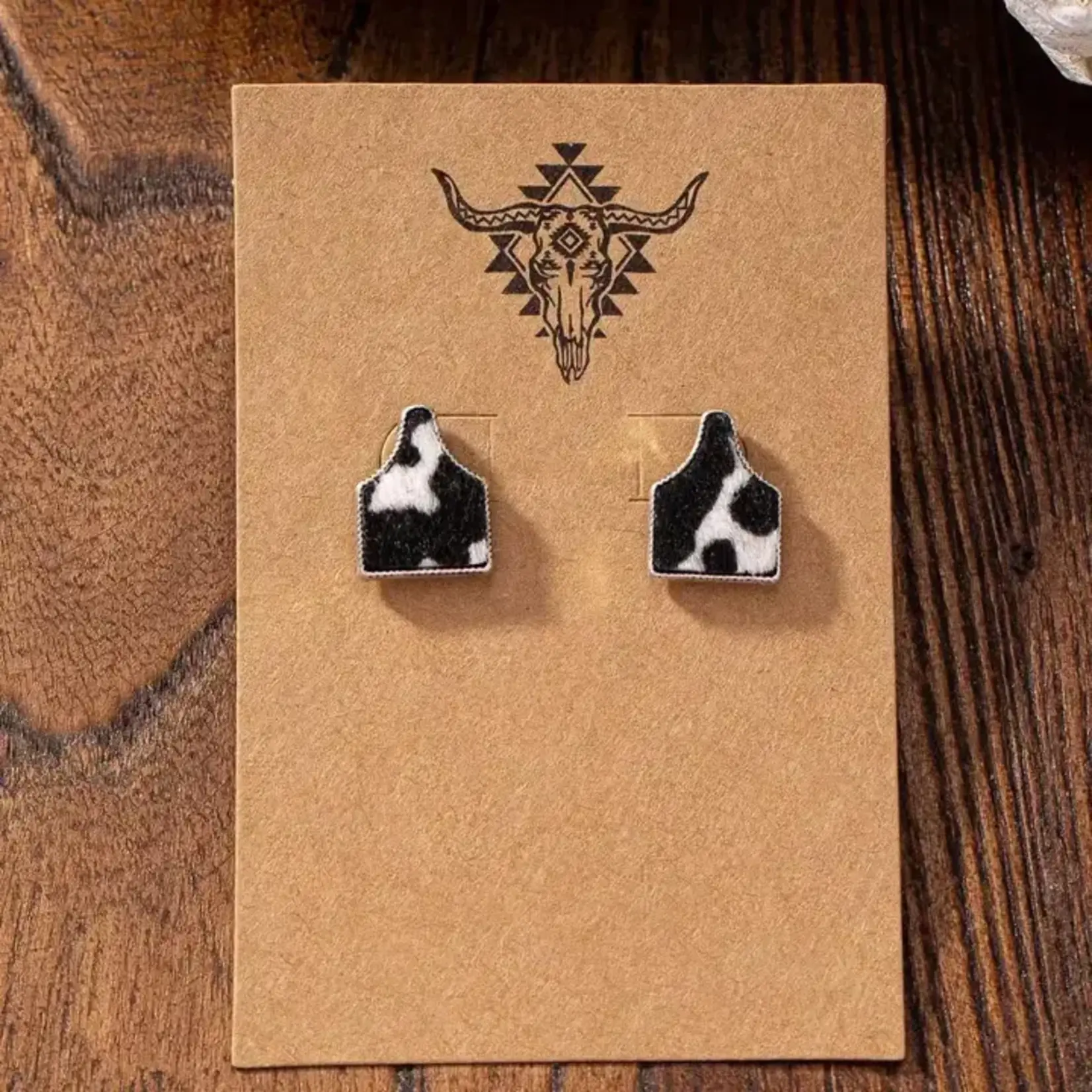 Cow Tag Stud Earrings