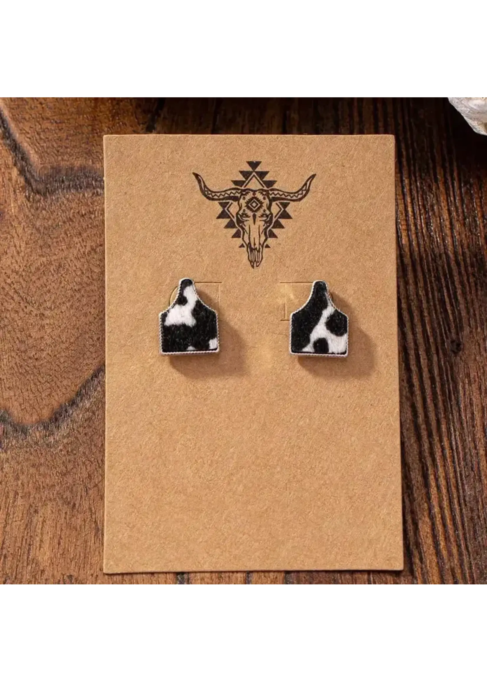 Cow Tag Stud Earrings