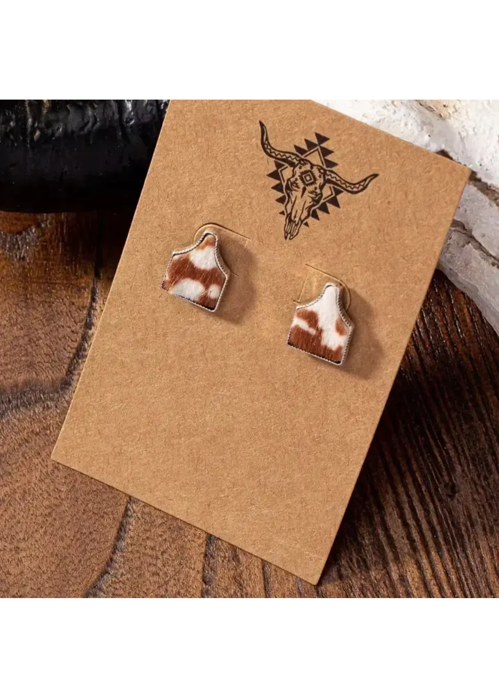 Cow Tag Stud Earrings