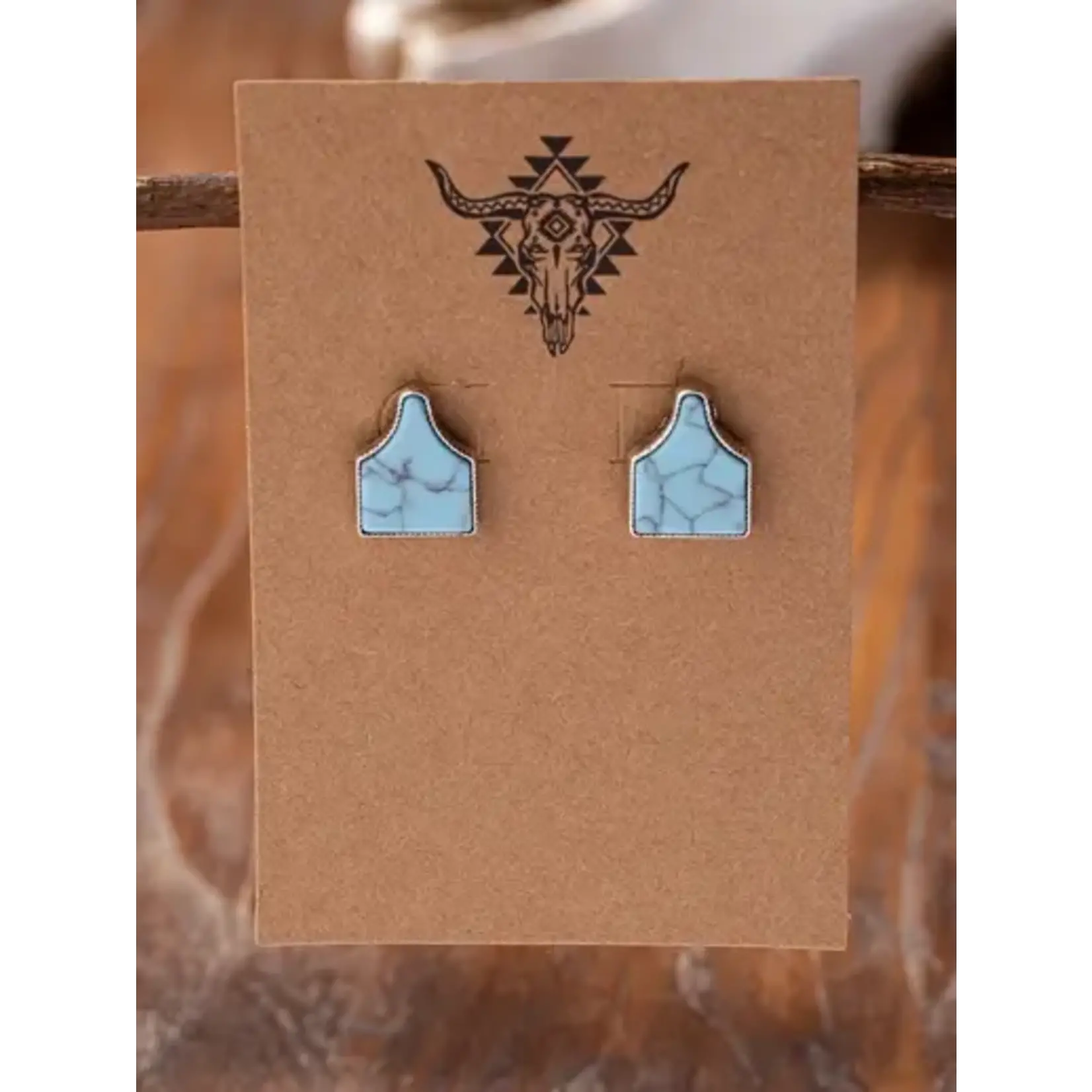 Cow Tag Stud Earrings