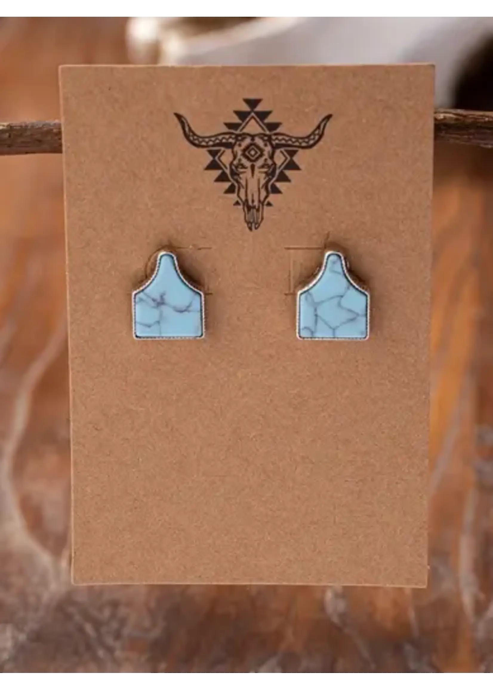 Cow Tag Stud Earrings