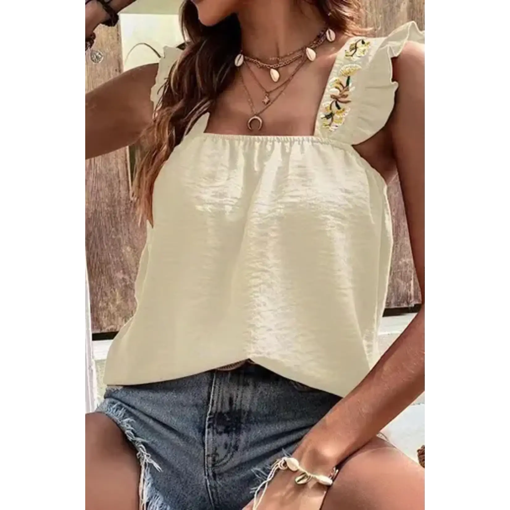 Jade Ruffle Sleeve Tank