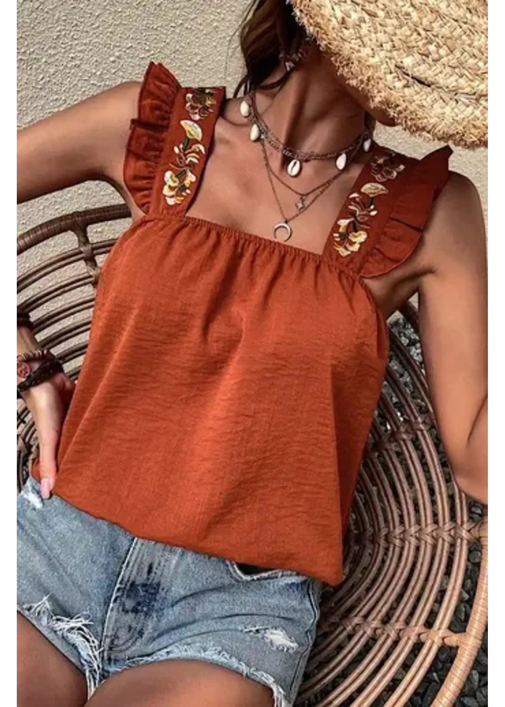 Jade Ruffle Sleeve Tank