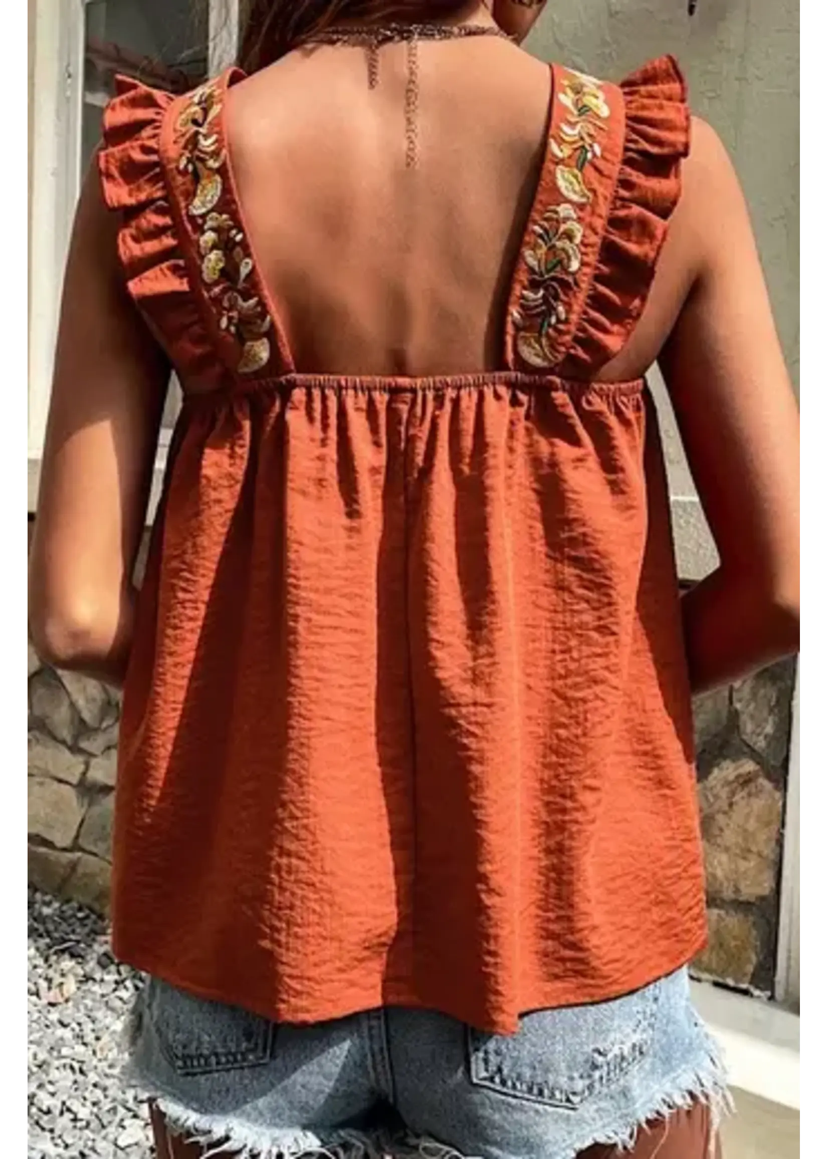 Jade Ruffle Sleeve Tank