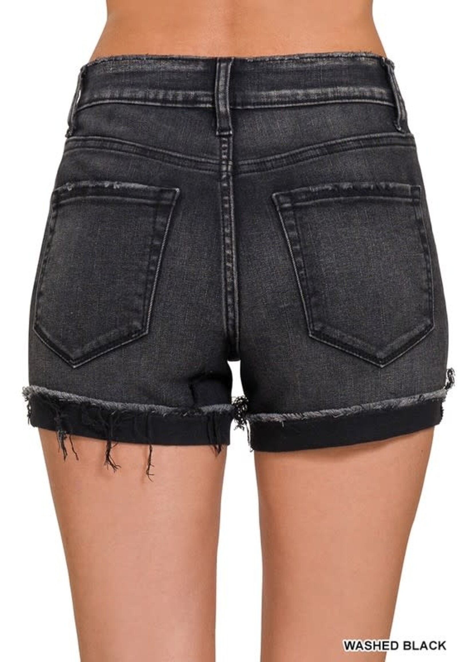Nova Black Washed Denim Shorts