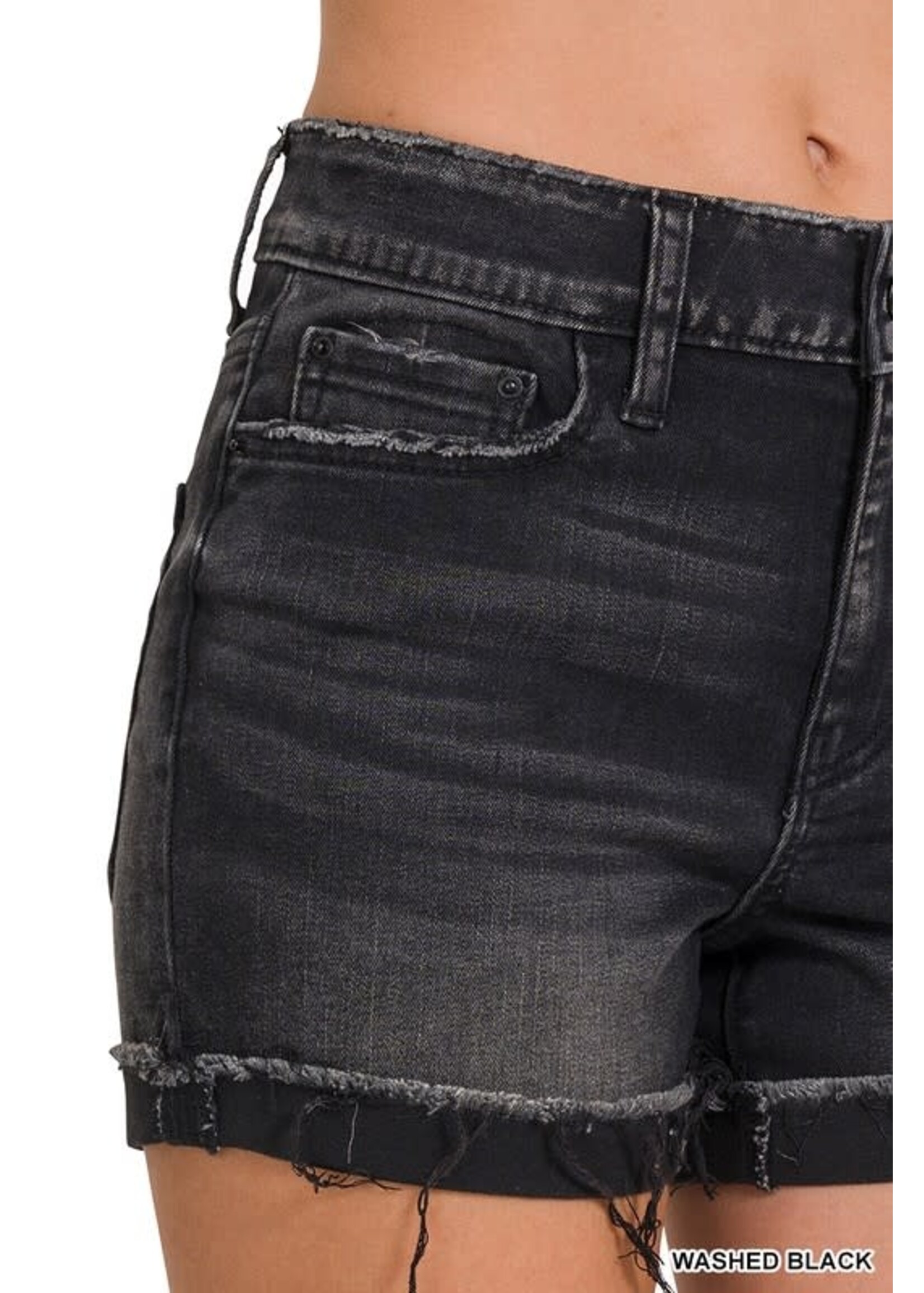 Nova Black Washed Denim Shorts