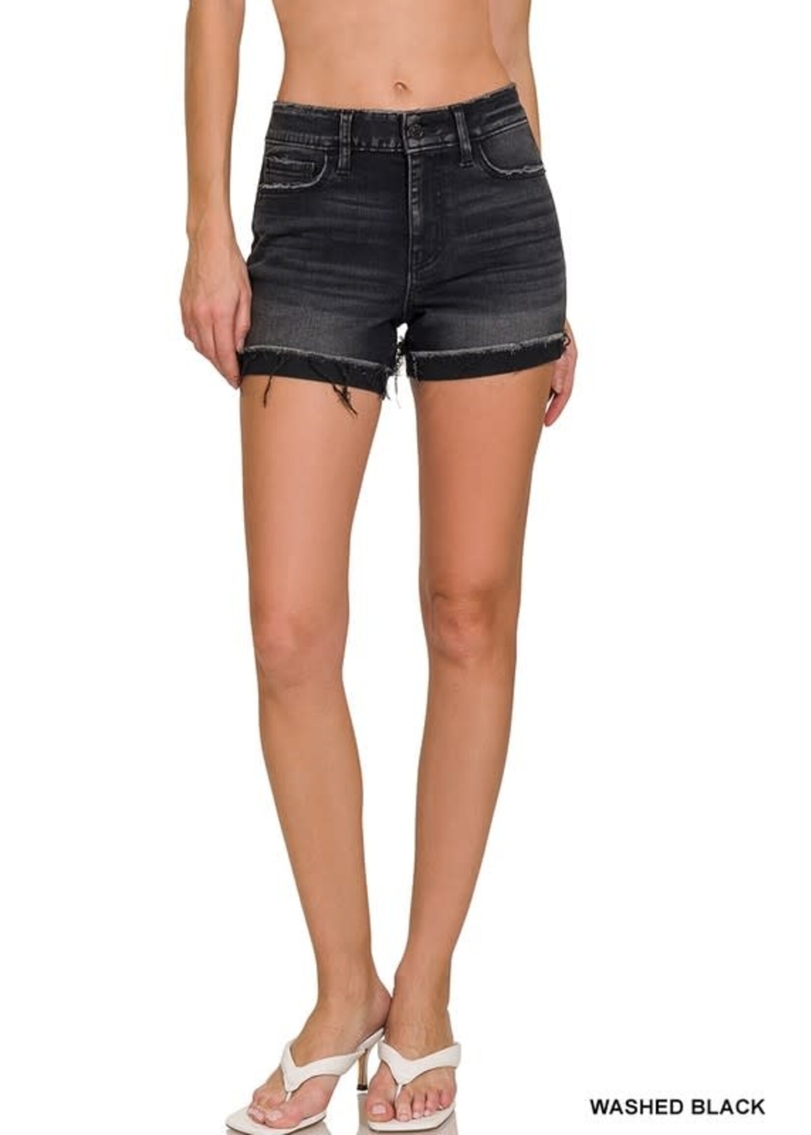 Nova Black Washed Denim Shorts