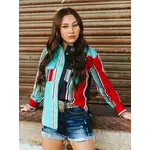 Turquoise Serape Retro/ 90s Western Top