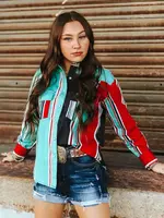 Turquoise Serape Retro/ 90s Western Top
