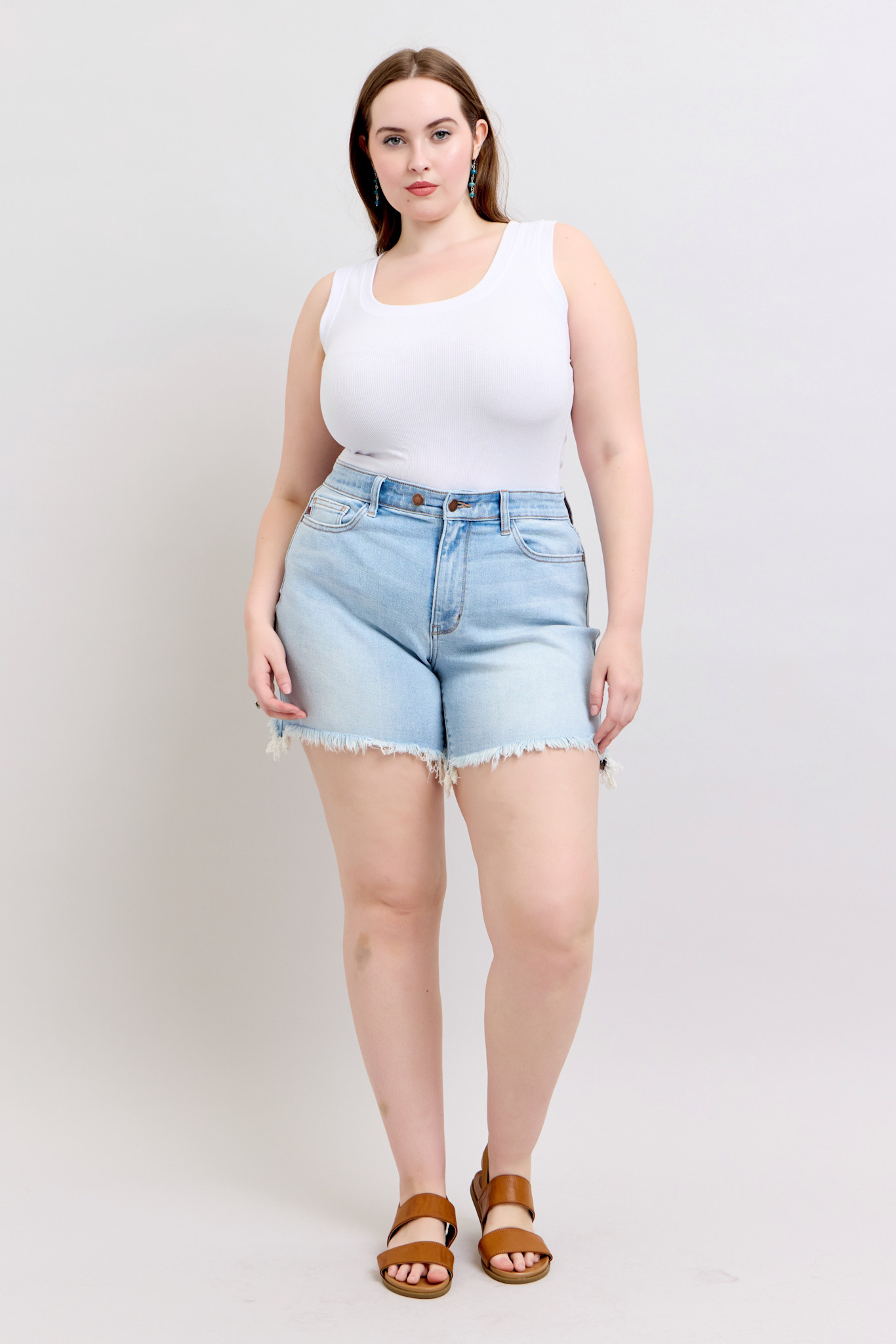 Button Dad Short Long Cut Off 2 Button Dad Shorts - Sara Jane Boutique