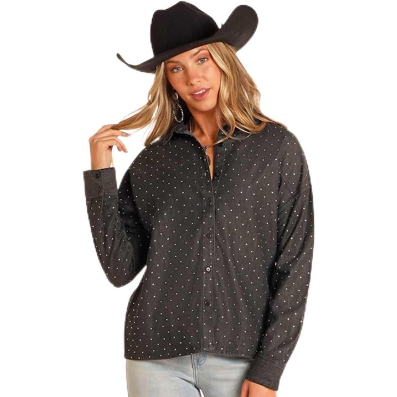 Rhinestone Denim Shirt