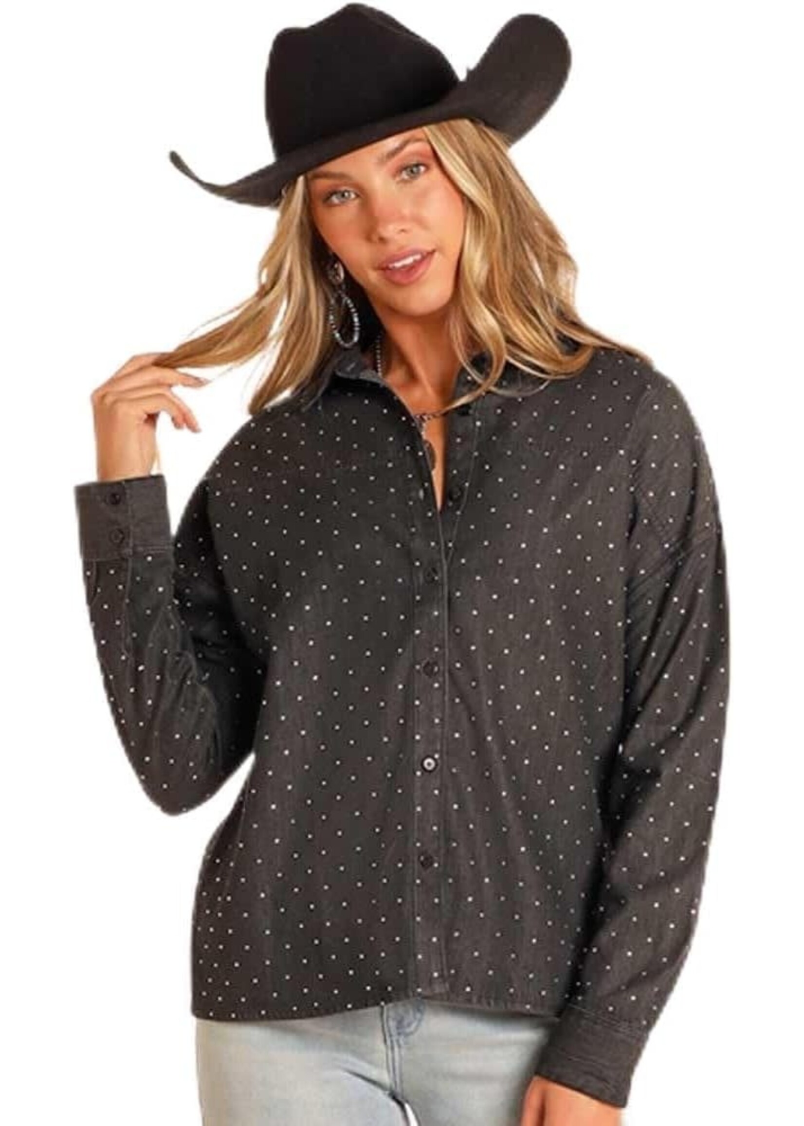 Rhinestone Denim Shirt