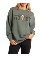 Women's Teal Howdy Steerhead Oversized Pullover